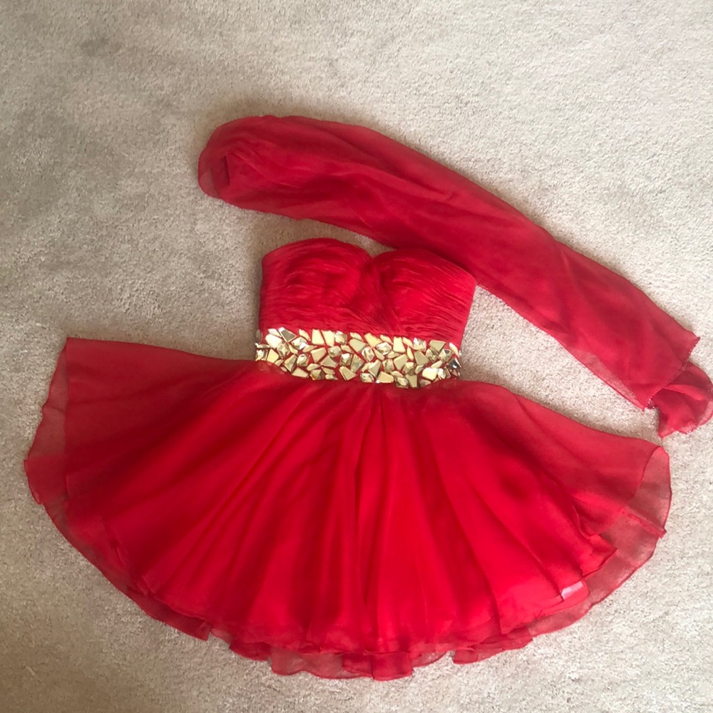 BLUSH Red Strapless Dress